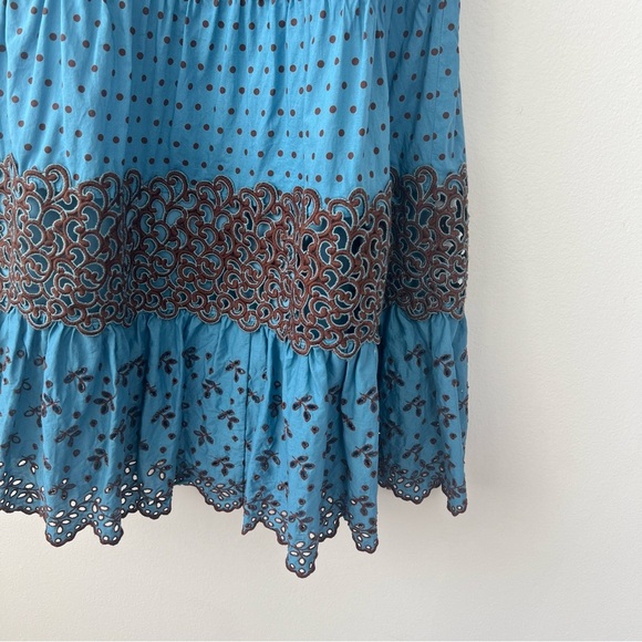 BCBGMaxazria Y2k Polka Dot Lace Tiered Halter Midi Dress - Picture 3 of 7